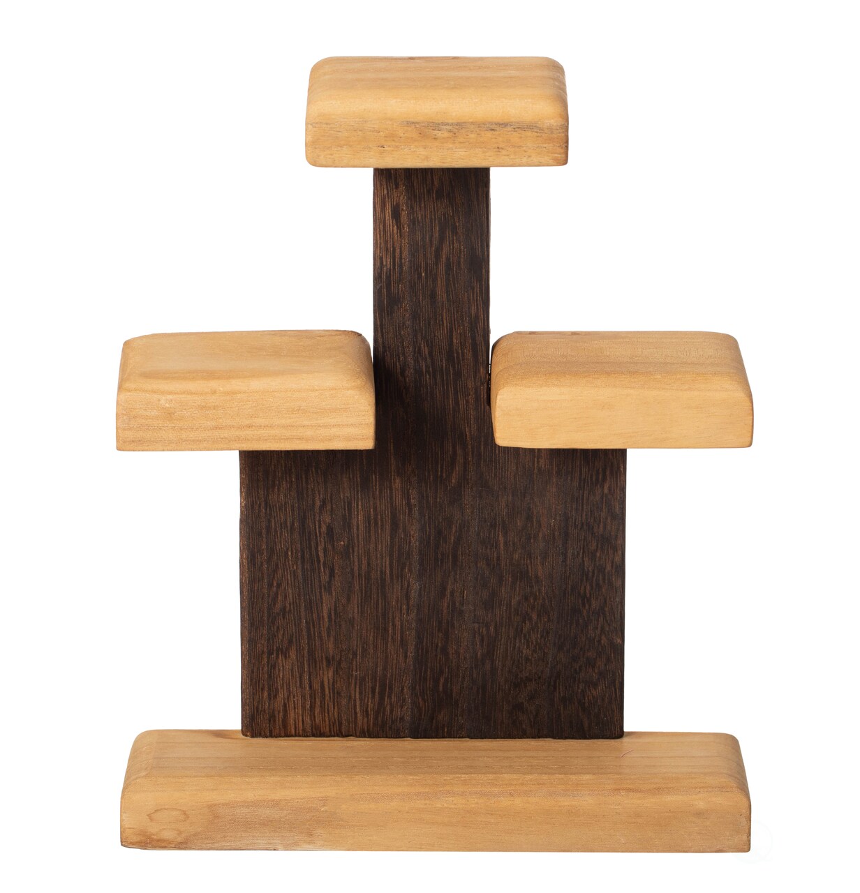 Vintiquewise 3-Tier Wooden Tabletop Jewelry Display Stand Rustic Organizer for Necklace Bracelet Watch Bangle Ring & Earring with a Sturdy Natural Wood Base Ideal for Home Retail or Craft Fair Display